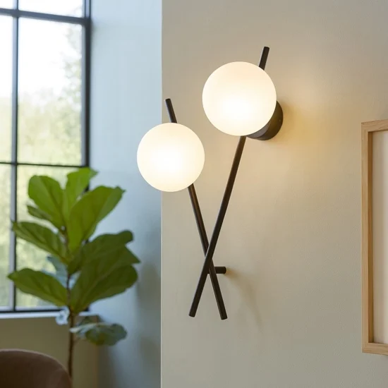 Miloox mikado applique design moderno nero vetri orientabili