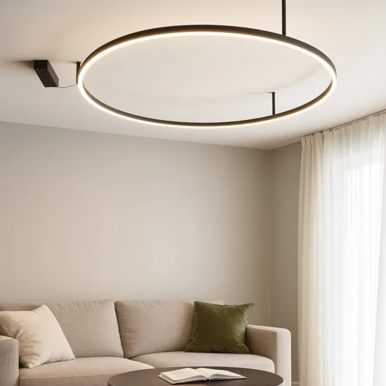 Oracle slim pl d090 round ideal lux plafoniera a led moderna 90cm nera anello cerchio 55w 3000k