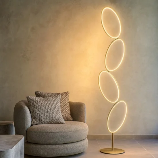 Piantana pt rice oro ondaluce moderna led dimmerabile
