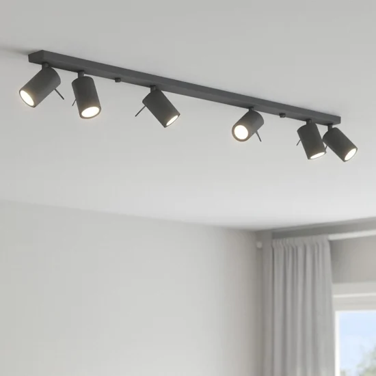 Plafoniera moderna grigia con faretti orientabili led gu10