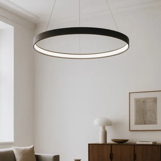 Sforzin anello lampadariomoderno nero per soggiorno
