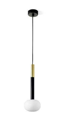 Sospensione Moderna Cilindro 29 cm Sfera Bianca Mose Decoro Oro Miloox