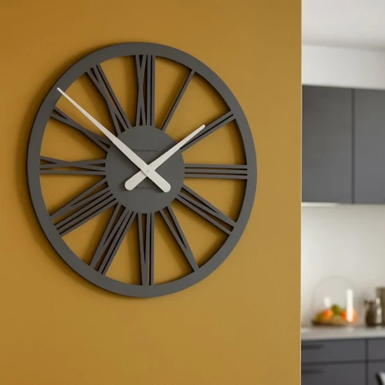 Tarquinio orologio da parete 45 numeri romani grigio quarzo in legno