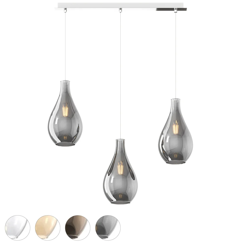 TOP LIGHT - DROP 2.0 Suspension 3 lumières en aluminium et verre L. 66 x 16