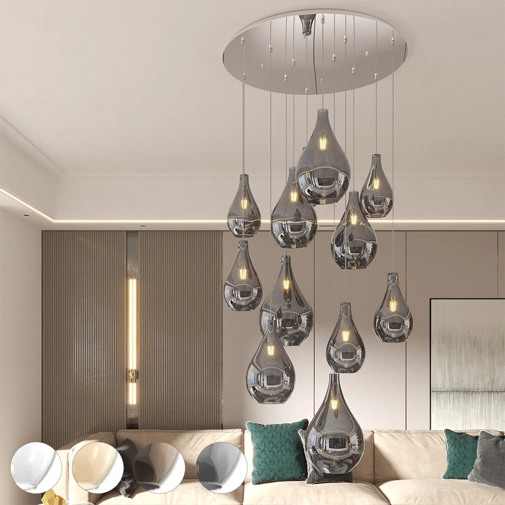 TOP LIGHT - DROP 2.0 Suspension en aluminium et verre à 12 lumières D. 91