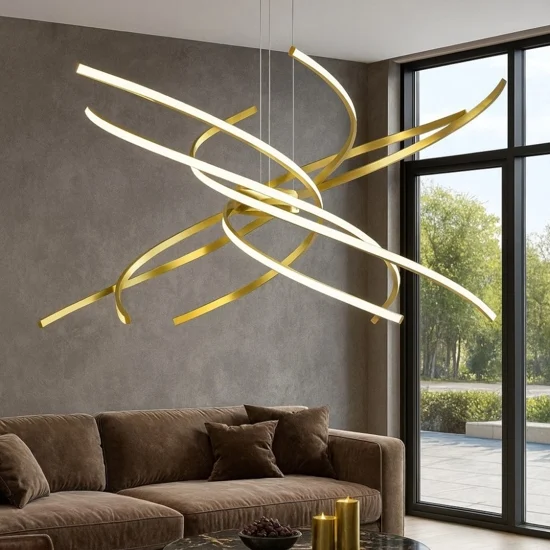 Top light tornado lampadario led 69w 3000k oro brunito