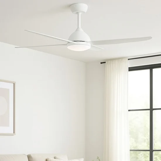 Ventilatore bianco da soffitto 18mq con luce a pale