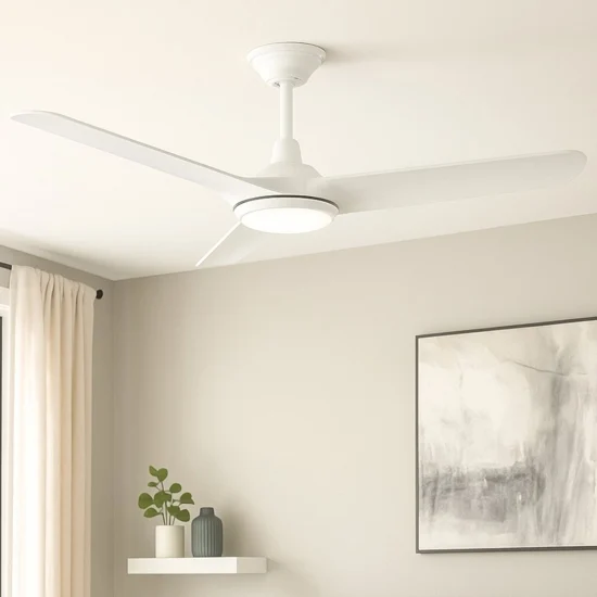 Ventilatore da soffitto bianco con telecomando e luce 20mq ip66 per esterno