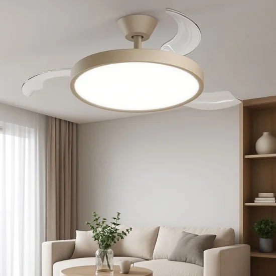Ventilatore da soffitto con luce sabbia 20mq pale motorizzate contelecomando