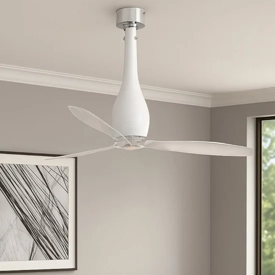 Ventilatore da soffitto di vetro bianco silenzioso a pale 17mq