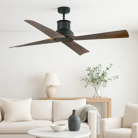 Ventilatore da soffitto per esterno nero a pale marrone 18mq