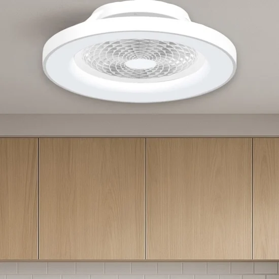 Ventilatore moderno a plafoniera con luce da soffitto bianco 18mq con telecomando