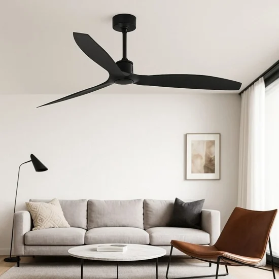Ventilatore nero a soffitto a pale silenzioso 17mq