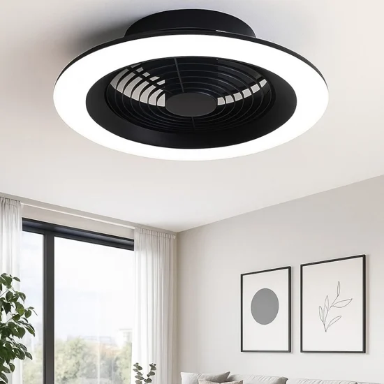 Ventilatore a plafoniera da soffitto silenzioso nero 18mq con telecomando