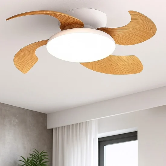 Ventilatore a plafoniera silenzioso con telecomando pale colore legno motorizzate 20mq