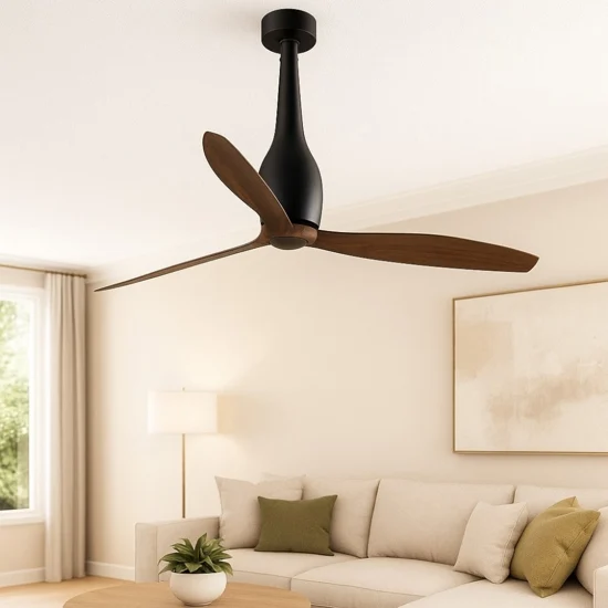 Ventilatore silenzioso nero 18mq da soffitto a pale marrone