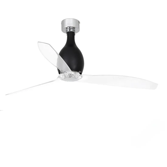 Ventilatore a soffitto di vetro nero opaco pale trasparenti 17mq